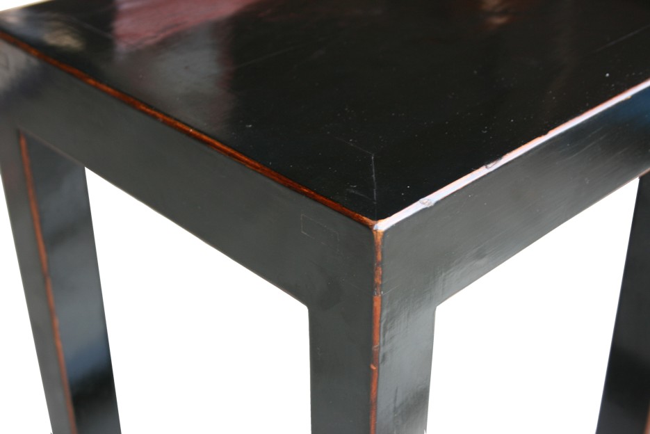 Chinese Black Lacquer Square Low Side Table, Black Lacquer Square Coffee Table