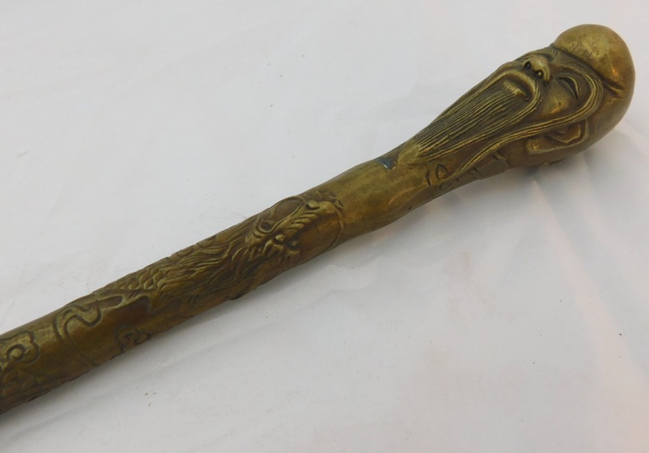 Chinese Vintage Brass Shoehorn Long Handle